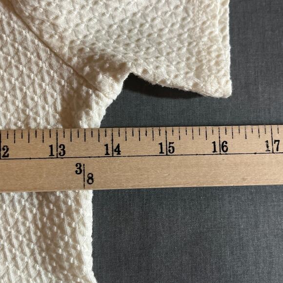 Anthropologie Postmark Blouse XXS Cream Textured Short Sleeve‎ Puff Shoulder - Picture 9 of 9